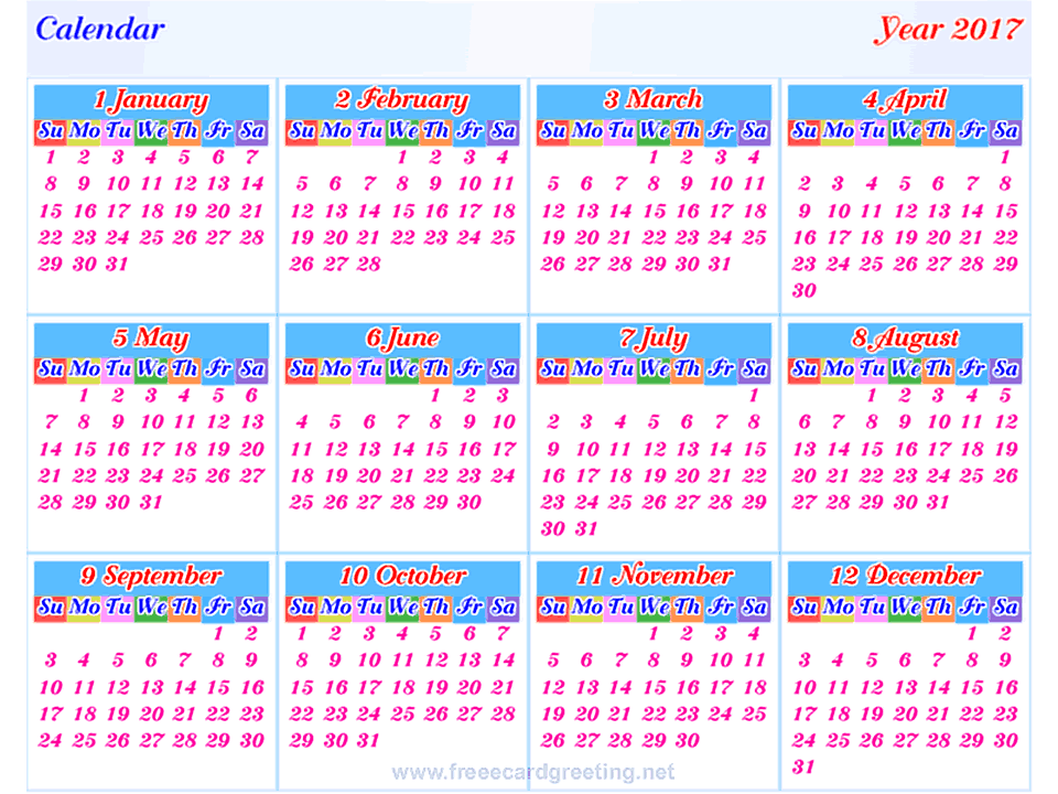 calendar 2017