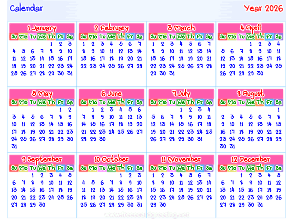 calendar 2026