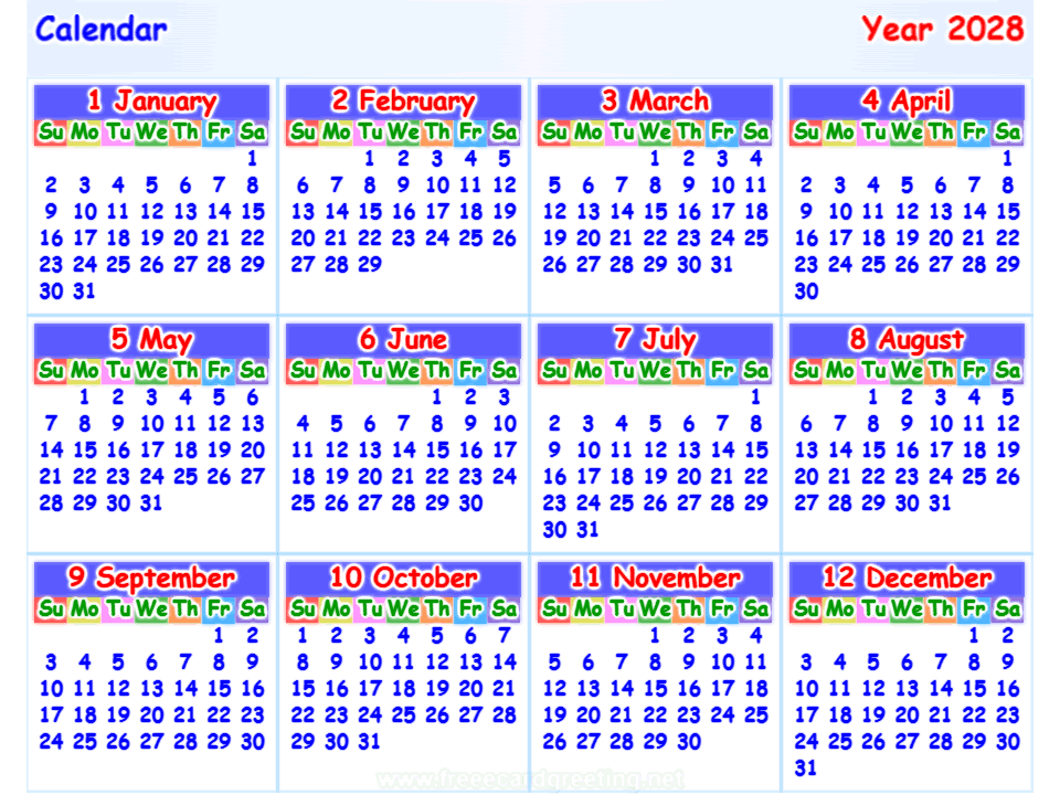 calendar 2028
