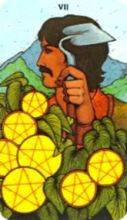 tarot card deck morgan greerTHE SEVENS OF PENTACLES