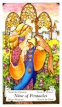tarot card deck hanson roberts THE NINES OF PENTACLES